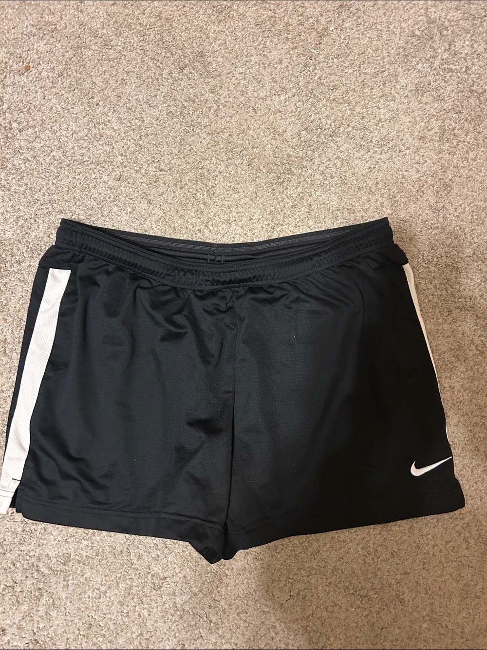 Nike Women's Black Athletic Shorts with White Side Stripe
